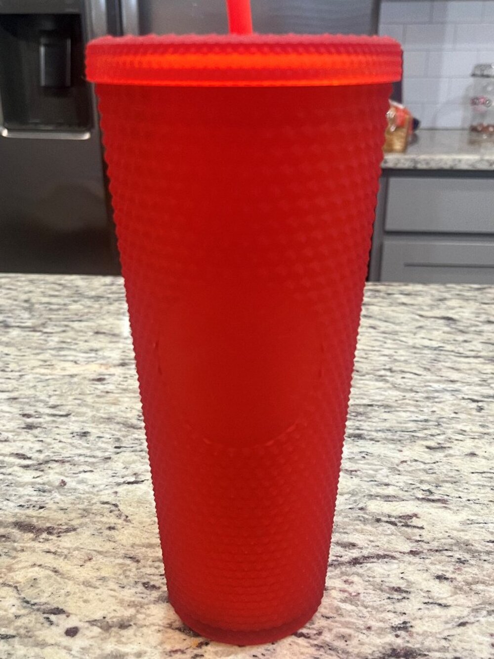 Starbucks 2021 Valentine's Day Matte Red Studded Soft Touch Cold Cup